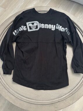 Disney Black Sequin Mickey Logo Long Sleeve Shirt